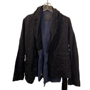 pas de calais blue black 2 piece textured washed wool top jacket S FRENC…